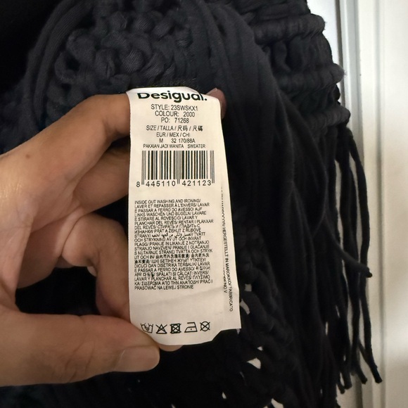 Desigual Black Hoodie with Fringe Accents - Picture 8 of 8